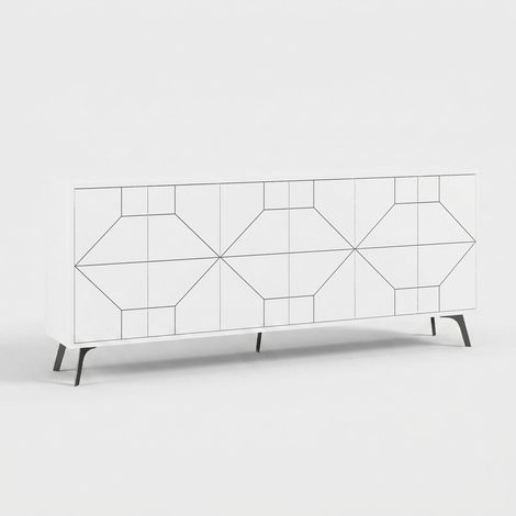 Madera moderna para salón con puertas push to open Dune 183 - Blanco