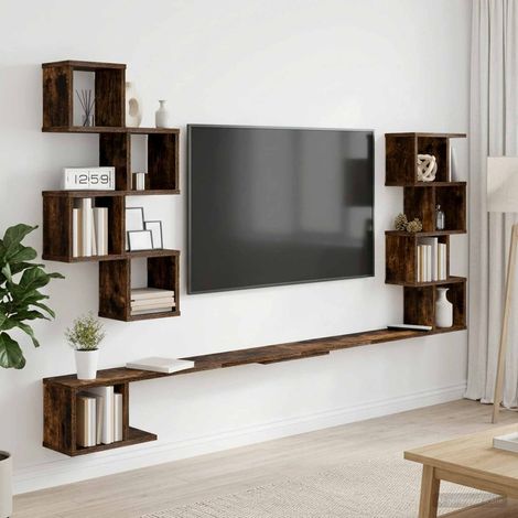 vidaXL Mensola per TV da muro Rovere Fumo 180 x 15 x 94 cm