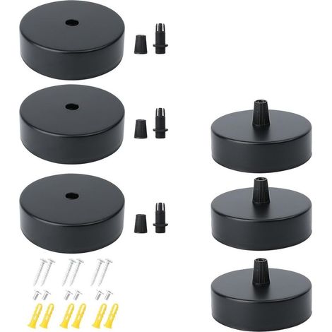 Rosace de Plafond Metal, 4 Pièces Auvent de Plafond Noir, Auvent de Plafond en Métal, Cache Fil pour Lustre Plafond, Porte Lampe Suspension, E27 Pendentif Lampes Suspendues Accessoires (1/5)