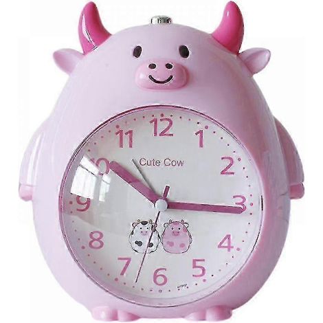 Réveil enfant, veilleuse vache mignonne, réveil de bureau pour chambre, cadeau pour écolier et enfant (marron) 25-26 rose