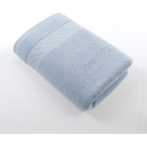 Serviette de bain extra épaisse, 70 x 140 cm, pur coton, serviette de haute qualité, absorbante, pour adultes (hommes et femmes), bleue (1/2)