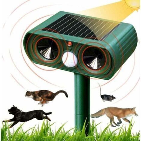 Répulsif à ultrasons pour chats à énergie solaire, répulsif d'extérieur pour chats, sensibilité et fréquence réglables, répulsif à ultrasons pour chats pour la lutte antiparasitaire et la protection d