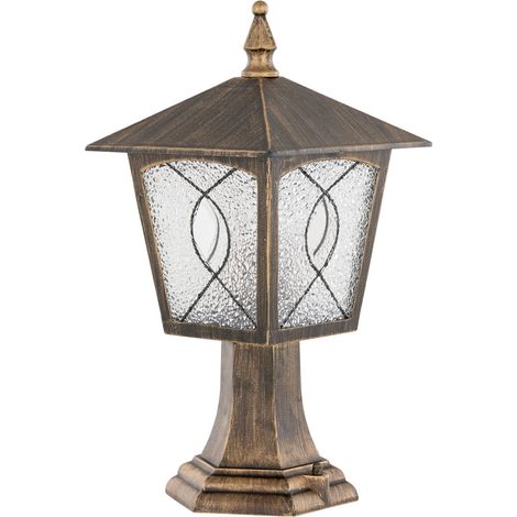 Lampe borne extérieure Italux Lazio noir/doré E27 60W