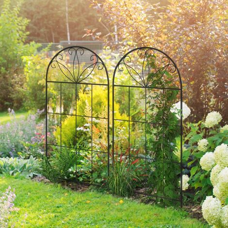Treillis de jardin lot de 2 support pour plantes grimpantes en métal - 51 x 120 cm noir (1/5)