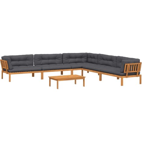 Set de sofás de palets de jardín y cojines 6 pzas madera acacia vidaXL (1/5)