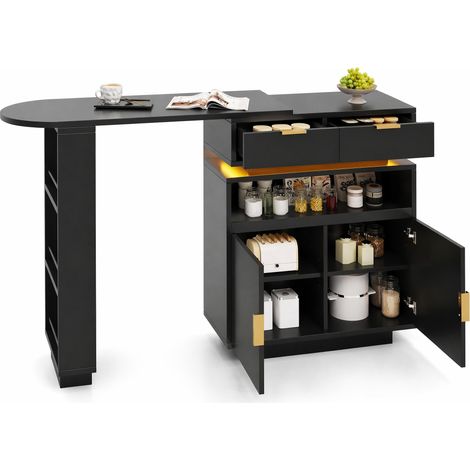 Tavolo alto estensibile 115-183 x 40 x 99,5 cm in MDF nero con piano girevole - CHICFURN (1/5)