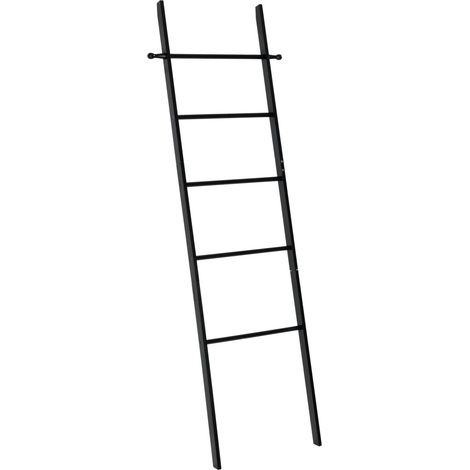 Wenko – Échelle porte-serviettes à poser – 5 barres de séchage – 2 crochets – Installation sans perçage – Bambou noir – Dimensions 43x170x33 cm (1/10)