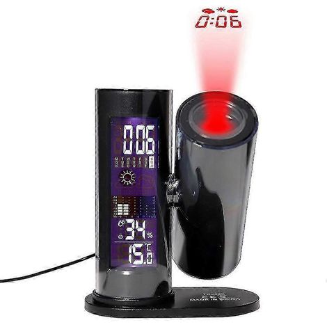 Réveil multifonction à projection LED, thermomètre et hygromètre d'intérieur, réveil de chambre, horloge de bureau (1/5)