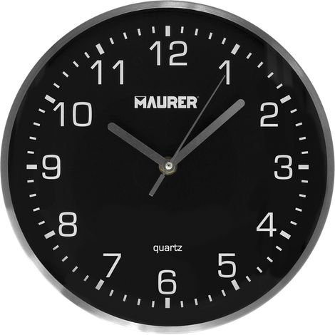 Wanduhr Ø250x45mm aus Metall und Kunststoff in Schwarz, Grau und Weiß
