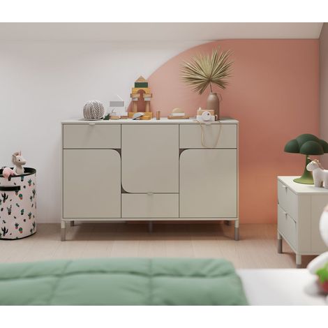 BOBOCHIC - Ensemble BOREO avec commode 130 cm et chevet 2 tiroirs (1/5)