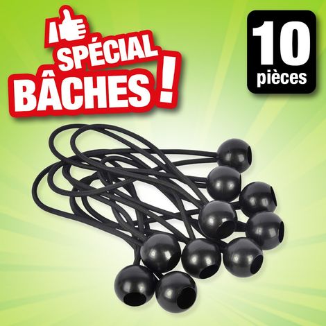 Lot de 10 attaches rapides pour bâche - élastique noir (1/3)