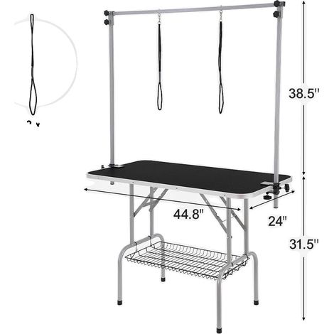 Table de toilettage pour animaux, hauteurs réglables, design pliable, 46pouces (1/2)