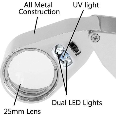 Loupe de bijoutier éclairée par LED 40x, grand champ de vision, loupe oculaire, G