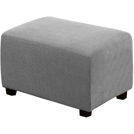 Fodera per pouf quadrato, morbida ed elastica, in tessuto jacquard felpato, con base elastica, lavabile in lavatrice – Grigio chiaro (Taglia S)