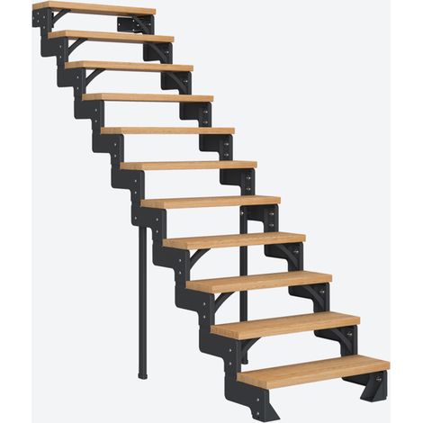 Dolle Modultreppe Gardentop Innen Eiche 11 Stufen 198-242cm Geschosshöhe 75cm Stufenbreite ohne Geländer (1/4)