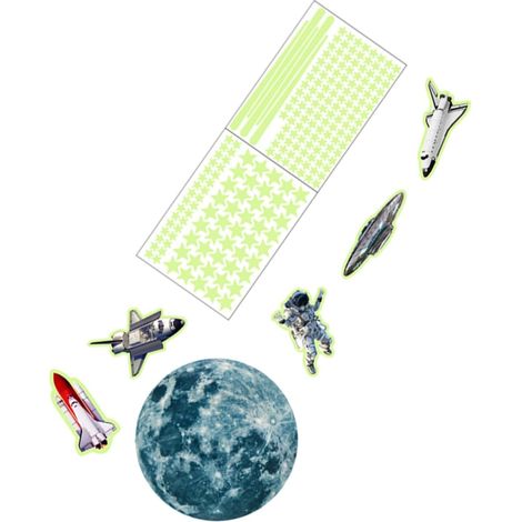 Autocollants Muraux Lumineux Pvc Stickers Fluorescents de Lune et Étoile pour Chambre Garçon Fille et Fenêtre (1/5)