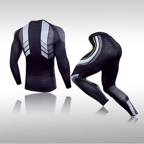 Combinaison Homme Sport 2 Pièces Respirante Anti Transpiration avec Protection Gel pour Entraînement Intense TK174 (1/5)