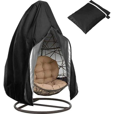 Housse imperméable noire pour fauteuil suspendu avec fermeture éclair, 190 x 115 cm (1/5)