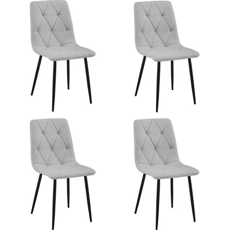 Chaise Libra - tissu gris clair / pieds noirs x 4 (1/5)