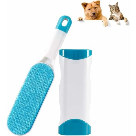 Pet Hair Remover Brush for Cats & Dogs - Reusable Magic Cleaning Brush Removes Hair - Magic Pet Hair Cleaning Brush for Dogs & Cats (clothes/sofa/car/bed). Blue (1/5)