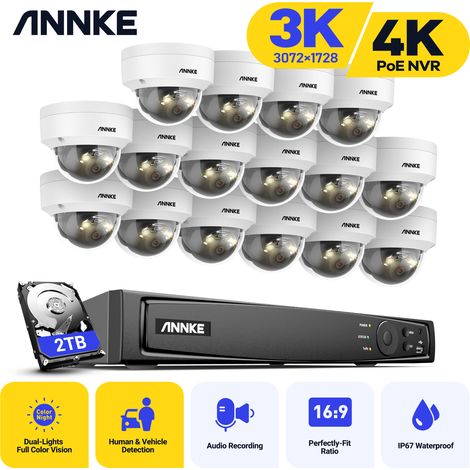 ANNKE 16CH PoE NVR Recording 3K Camera CCTV Video Surveillance Camera Kit 16×Cameras Security Camera System- 2TB HDD (1/4)