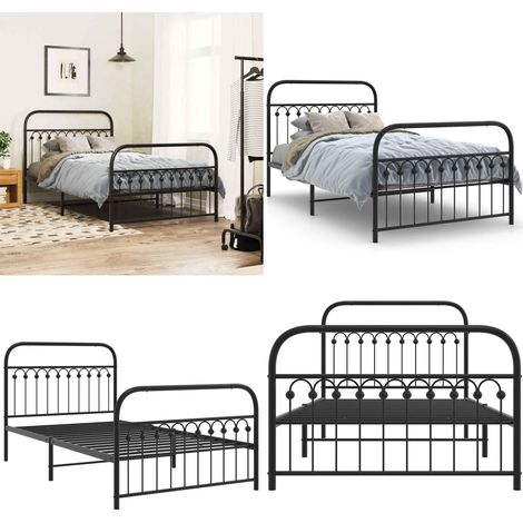 Bettgestell mit Kopf- und Fußteil Metall Schwarz 107x203 cm - Bettenrahmen - Doppelbett - Metallbett - Schwarzes Bett - Boxspringbetten - Home & Living (1/5)