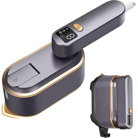 Fer vapeur mural portable gris sec humide avec écran numérique, niveaux vapeur réglables anti-plis maison voyage (1/5)