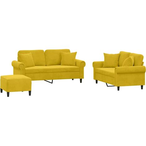 Maison Exclusive - Set di Divani 3 pz con Cuscini Giallo in Velluto
