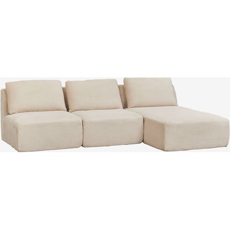 Divano componibile chaise longue destro a 3 pezzi in velluto a coste sottovuoto Temple SKLUM