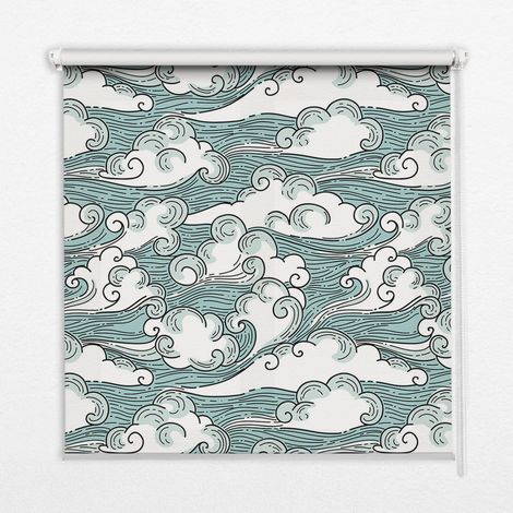 Innenrollo Fensterrollo - Rollo ohne Bohren - Sichtschutzrollo - Lichtdurchlässiges Rollo - Rechteckiges - Rollo - (80 cm x 140 cm) - Wolken und Wind