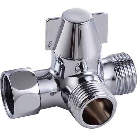 Solid Brass 3 Way Valve, 3 Way Diverter Valve, 3 Way Shower Diverter Valve, G1/2" T-Adapter Valve, for Shower, Hand Shower and Shower Arm Diverter MUMU (1/4)