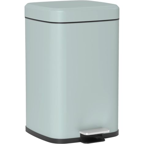 20L Modern Light Green Metal Kitchen Trash Bin - Stylish Boxy Design for Home Use