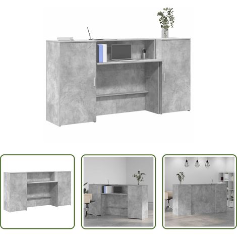 Holzwerkstoff - Empfangstheke Betongrau 200x50x103,5 cm Holzwerkstoff (1/5)