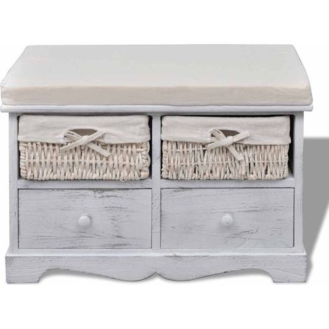 Maison Exclusive - Sitzbank mit Stauraum Weiß 62×33×42 cm Paulown (1/5)