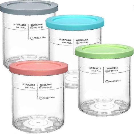 4er-Set Ninja Creami Deluxe Behälter mit Deckeln, kompatibel mit den Eismaschinen NC501 und NC500, Gefrierbehälter, Zubehör für gefrorene Desserts, wiederverwendbare Behälter, 4er-Packung (1/5)