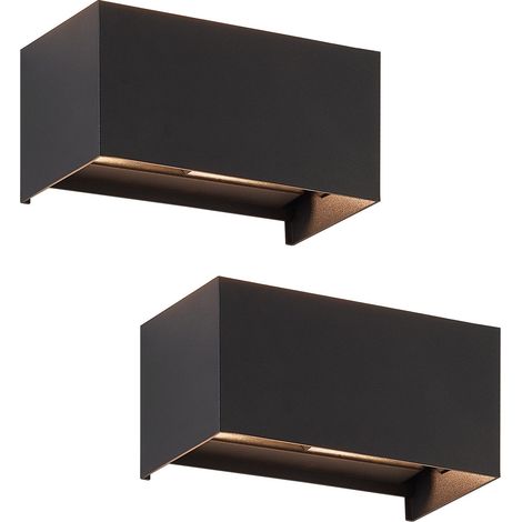 ZMH 2 pcs Appliques Murales Intérieures - Lampe Murale Extérieure Noire à LED, Étanche IP65, Lumière Blanche Chaude Réglable G9,Projecteur Mural à Double Sens d’Éclairage pour Salon, Jardin, Terrasse (1/5)