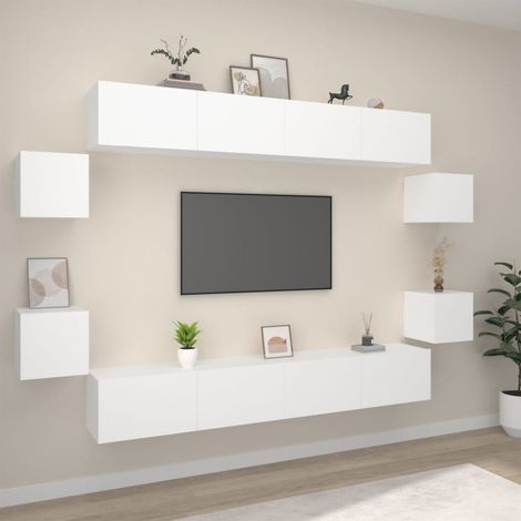 8 Piece TV Cabinet Set White Engineered Wood vidaXL (1/5)