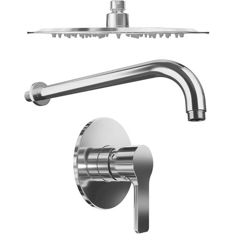 Set doccia cromato Miscelatore incasso Mia con braccio e soffione slim 20 cm (1/4)