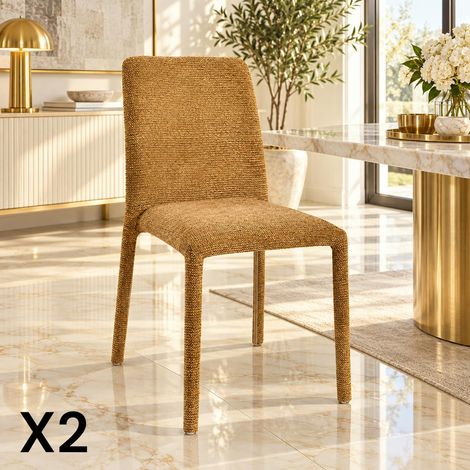 Chaise empilable moutarde en tissu (lot de 2) ESSEN (1/5)