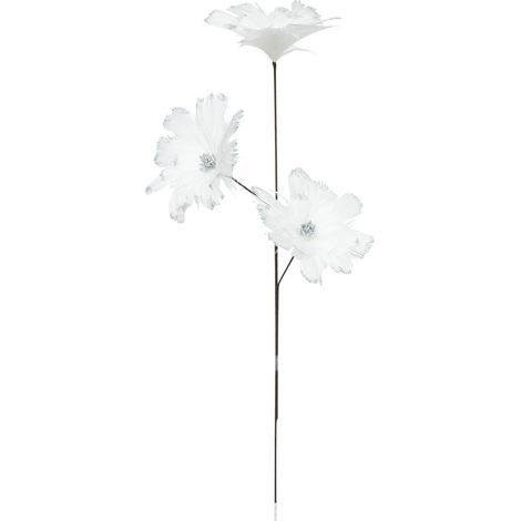 Branche déco spéciale fêtes Fleurs en Plumes blanches et argentées H 65 cm - Feeric Christmas