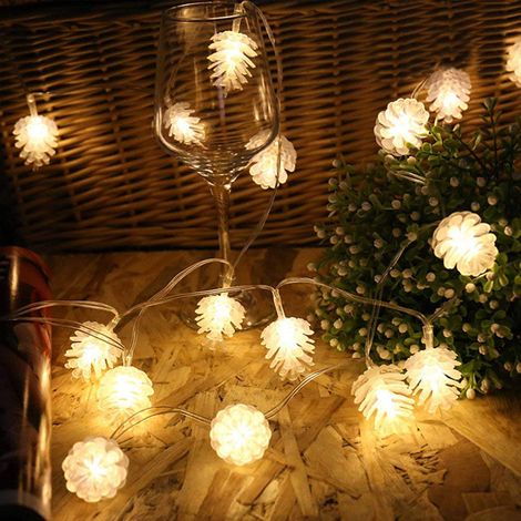 Luces De Cuerda De Piña - Luces Led Cálidas Para Navidad Y Fiesta - Alimentación Por Pilas - Decoración De Guirnaldas Y Coronas - 1 Unidad (1/5)