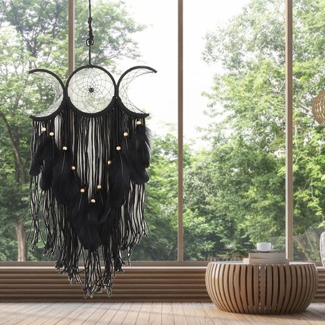 Attrape-rêves multicolore fait main pour mars - Un cadeau d'amour et de guérison : Attrape-rêves à tisser soi-même, décoration à suspendre, noir (1/5)