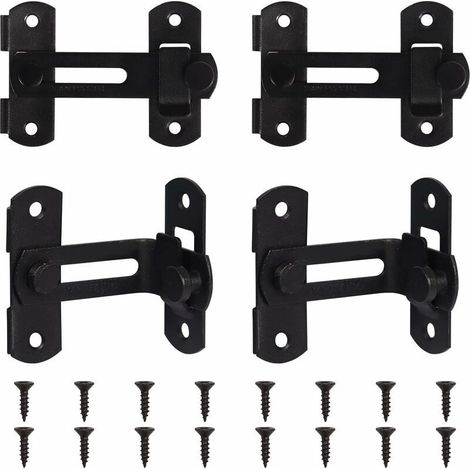 4er-Pack Edelstahl-Scheunentorriegel, französische Schiebetürriegel, 90-Grad-Sicherheitstürriegel für Badezimmer, Garten, Außengarage, Weinschrank, Schrank, Schiebetür, gebogene Tür (1/4)