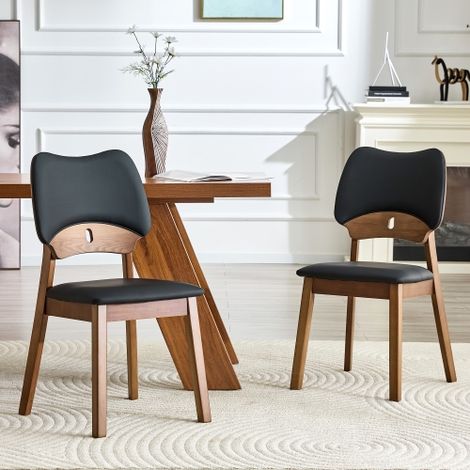 Set di 2 sedie da pranzo con schienale a farfalla, sedie moderne in legno con seduta imbottita, sedie di design per cucina, sala da pranzo e soggiorno, solo sedie, tavolo non incluso. (1/5)