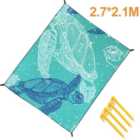 Tapis de Plage Pique-nique Couverture Tapis de Camping Étanche Léger -Turtle - 2.7x2.1m (1/4)