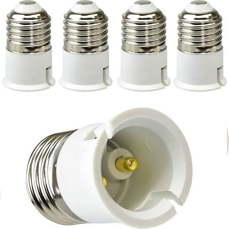 Lot de 5 Adaptateur E27 vers B22 pour Ampoules LED et Ampoules Halogènes,Convertisseur de douille E27,Puissance Maximale 200W,0-250V,120 Degrés Résistant à la Chaleur (1/4)