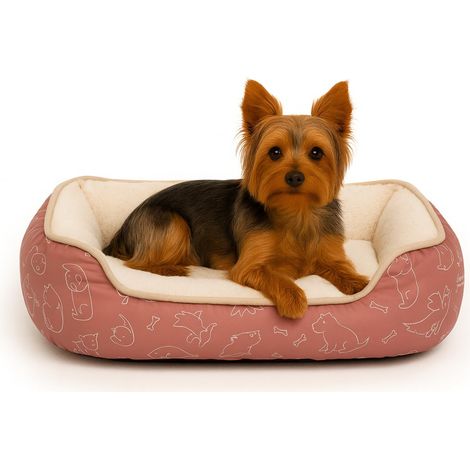 Panier Chien – 50 cm – Peluche Douce et Textile Confort – Fibres Polyester moelleuses – Base antidérapante – Flamingo (1/5)