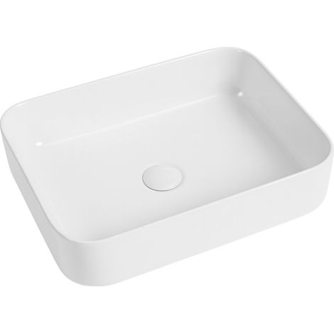 Vasque à poser rectangulaire 50×40×13,5 cm Blanc brillant - Aquaterris (1/3)