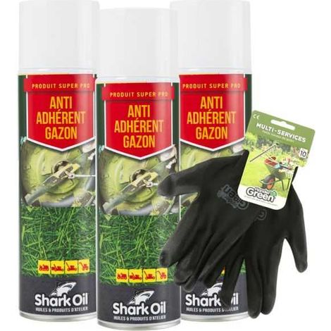 Anti adhérent herbe 400 ml Shark Oil par 3 + gants multi-services (1/5)