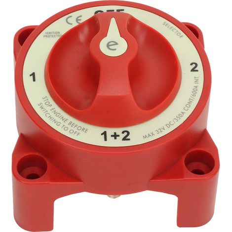 Sélecteur de batterie bouton rotatif 3 goujons 350A 32V déconnexion pour RV Marine automobile 9001E (4 positions). (1/4)